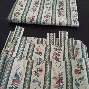 Country Curtain Striped Floral Patterned 2 Panels Half Curtains 40x43